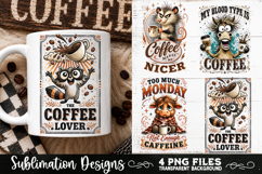 Funny Coffee Animals PNG Sublimation Designs 4 Files Product Image 4