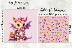School Lunch Bag | Dinosaur PNG | Kids Alphabet Tumbler Wrap Product Image 2