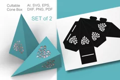Set of 2 Cone Favor Boxes with Hearts Made of Many Hearts