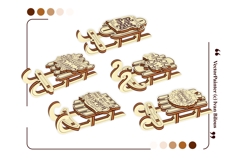 Laser Cut Christmas Sled Bundle - SVG File, Vector Template Product Image 7