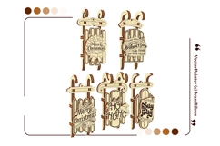 Laser Cut Christmas Sled Bundle - SVG File, Vector Template Product Image 8