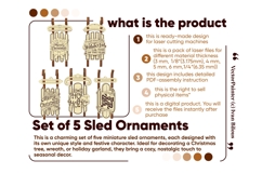 Laser Cut Christmas Sled Bundle - SVG File, Vector Template Product Image 2