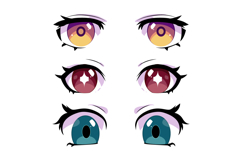 Set of beautiful female anime eyes different colors graphic Product Image 1