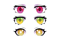 Set of beautiful female anime eyes different colors isolated Product Image 1