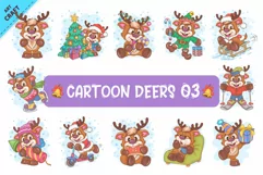 Cartoon Deers 03. Clipart. Product Image 1