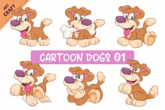 Cartoon Dogs 01. Clipart. Product Image 1