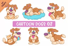 Cartoon Dogs 02. Clipart. Product Image 1
