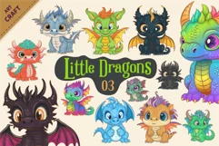 Cartoon Dragons 03. Fantasy clipart. Product Image 1