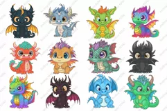 Cartoon Dragons 03. Fantasy clipart. Product Image 2