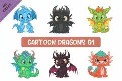 Cartoon Dragons 01. Fantasy clipart. Product Image 1