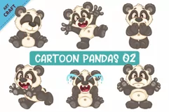 Cartoon Pandas 02. Clipart. Product Image 1