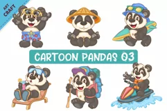 6 Cartoon Pandas 03. Animal Art. Product Image 1