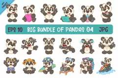 18 Cartoon Pandas 04. Animal Art. Product Image 1