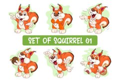 Set of Cartoon Squirrel _ 01. Clipart. Product Image 1