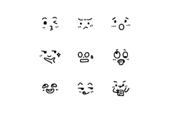 Set of cute and kawai emoji emoticon hand drawn vector Product Image 1