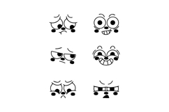 Set of cute emoticon and face expression cartoon illustratio Product Image 1