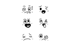 Set of cute emoticon and face expression cartoon isolated Product Image 1