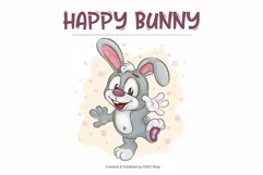 Cartoon Bunny Image_03. T-Shirt. Product Image 6