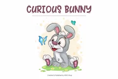 Cartoon Bunny Image_03. T-Shirt. Product Image 7