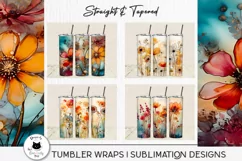 field flower tumbler wraps shown on tumblers