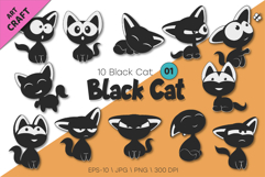 Set of Black Cats 01. T-Shirt, PNG. Product Image 1