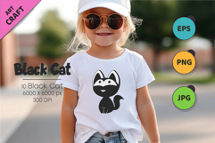 Set of Black Cats 01. T-Shirt, PNG. Product Image 3