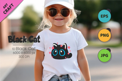 Set of Black Cats 02. T-Shirt, PNG. Product Image 3