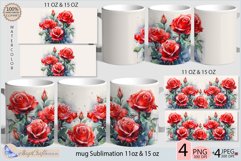 Red roses mug Sublimation|flowers mug 11oz 15oz| Flora mug Product Image 1