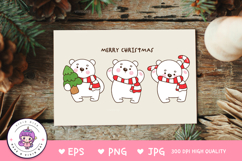 Set of Cute Polar bears Christmas animal kawaii clipart png Product Image 2