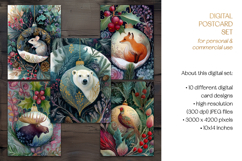 Animals In Christmas Baubles Postcard Set Product Image 6