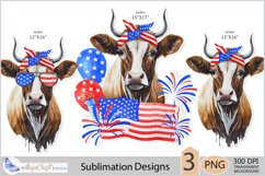 Cow USA Flag| Cow head Sublimation|4th of July Cow clipart Product Image 1