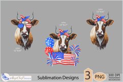 Cow USA Flag| Cow head Sublimation|4th of July Cow clipart Product Image 2