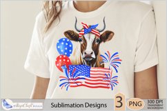 Cow USA Flag| Cow head Sublimation|4th of July Cow clipart Product Image 4