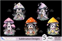 Fairy Mushroom Houses Sublimation|Mushroom House flowers png Product Image 2