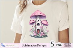 Fairy Mushroom Houses Sublimation|Mushroom House flowers png Product Image 5