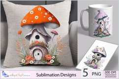 Fairy Mushroom Houses Sublimation|Mushroom House flowers png Product Image 6