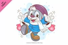 Winter Bunnies 02. Clipart. Product Image 2