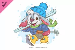Winter Bunnies 02. Clipart. Product Image 3