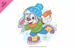 Winter Bunnies 02. Clipart. Product Image 4