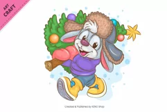 Winter Bunnies 02. Clipart. Product Image 5