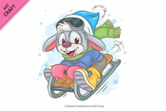 Winter Bunnies 02. Clipart. Product Image 6