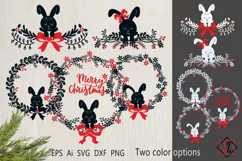 Christmas wreaths with bunny/SVG/Sublimation Product Image 1
