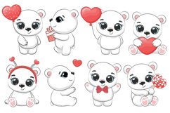 Bear clipart, Valentines day, PNG, EPS, JPG, Poses bear Product Image 1