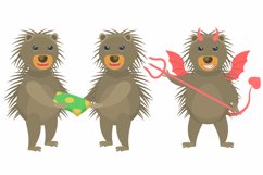 Set Collection Flat Animal Different Porcupines Vector Product Image 1