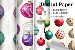 Christmas Ball Ornament Digital Paper Background Wallpaper Product Image 1