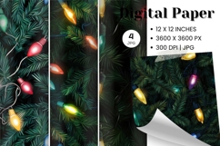 Christmas Light String Background Seamless Pattern Gift Wrap Product Image 1