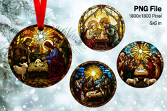 Nativity Scene Christmas Ornament Round Circle Jesus Baby_1 Product Image 2