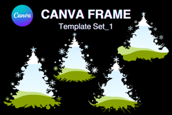 Christmas Tree Canva Frame, Pine Tree Photo Frame Template1 Product Image 1