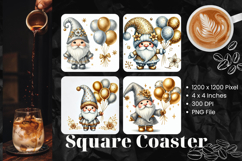 Gnome Coasters Square Accessories Gnome Balloon Sublimation Product Image 1