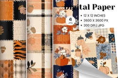 Pumpkin Patchwork Quilt Pattern Background Gingham Wallpaper Product Image 1